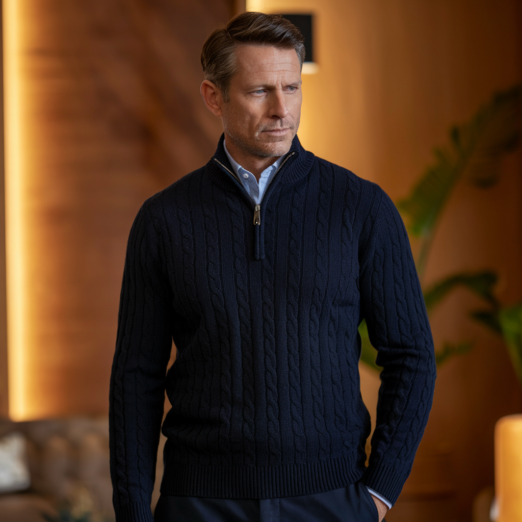 Hayden | Half Zip Cable Knit Sweater