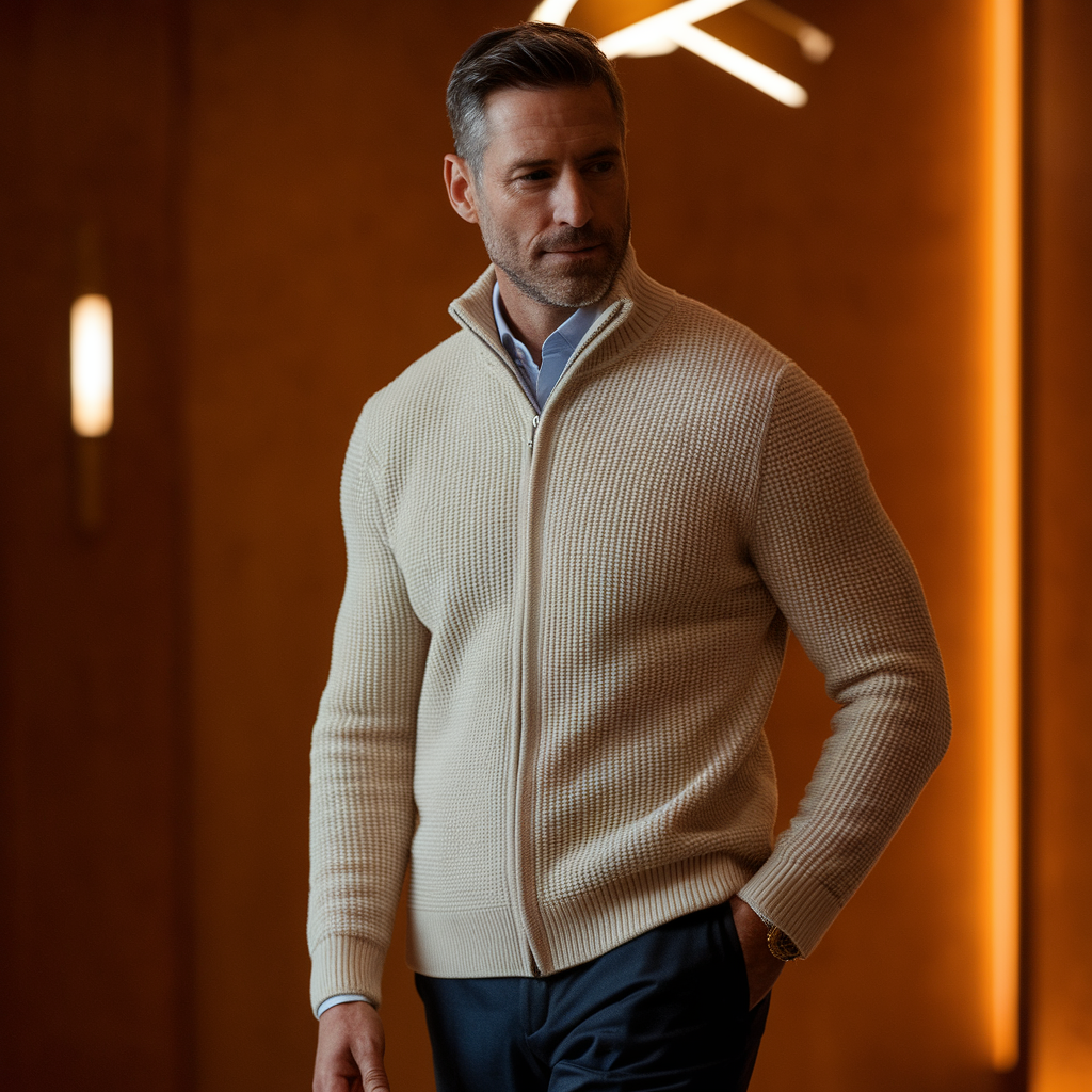 Christopher | Full Zip Ribbed Sweater