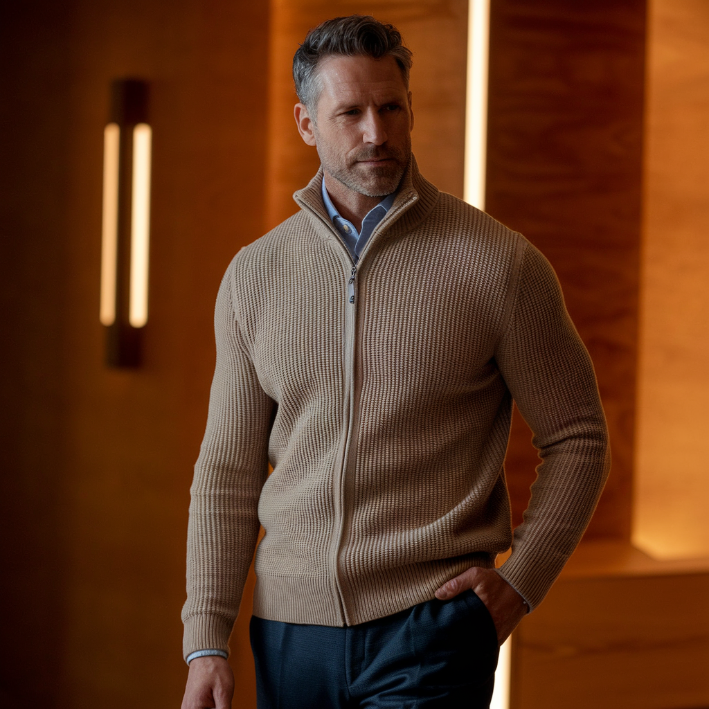 Christopher | Full Zip Ribbed Sweater