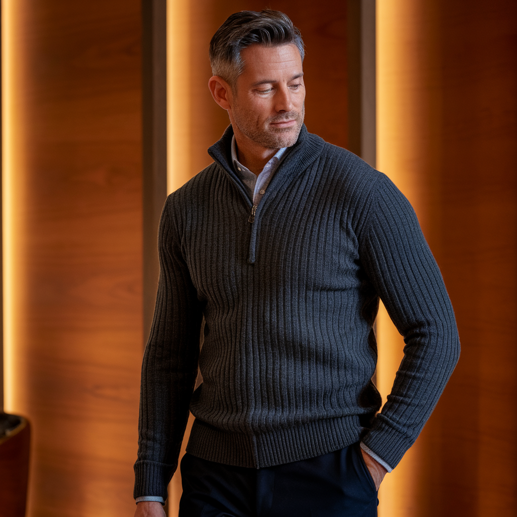 Christopher | Full Zip Ribbed Sweater