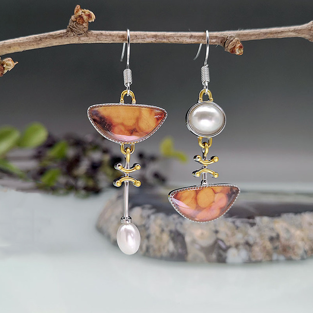 Mila | Vintage Natural Orange Stone Earrings